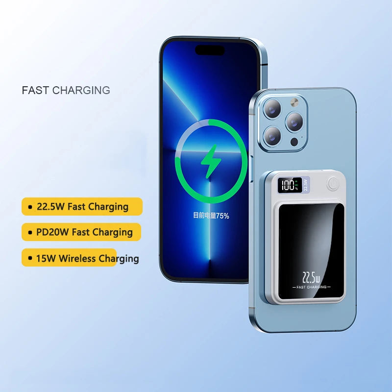 PD 20W Two Way Fast Charging Power Bank Magnetic Wireless Charger 20000 mAh Portable Powerbank Spare Battery for IPhone X Huawei